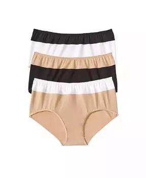 Комплект из 3 хлопковых трусов полного кроя с цветными блоками больших размеров Comfort Choice, мультиколор