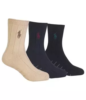 Комплект из 3 классических носков Polo Ralph Lauren для маленьких/больших мальчиков 2–11 лет, синий