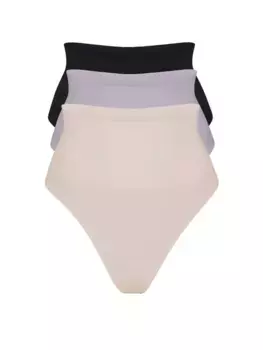 Комплект из 3 корректирующих трусиков-стрингов Essential Mindd, черный/песочный