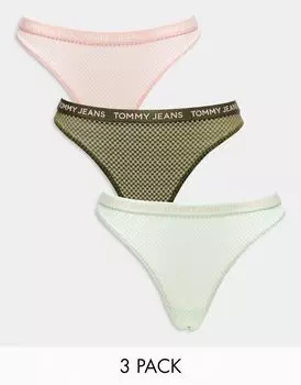 Комплект из 3 кружевных стрингов с высокой посадкой Tommy Hilfiger в цвете Multi