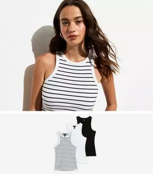 Комплект из 3 монохромных гоночных топов New Look, черный