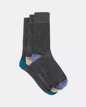 Комплект из 3 мужских цветных носков на каблуке Dustin, серый