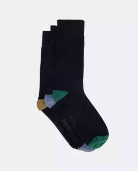 Комплект из 3 мужских цветных носков на каблуке Dustin, темно-синий