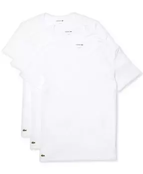 Комплект из 3 мужских маек Essential Cotton с круглым вырезом и стандартным кроем Lacoste, белый