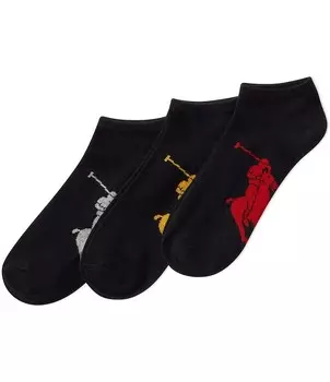 Комплект из 3 низких носков Polo Ralph Lauren Big & Tall Big Pony, черный