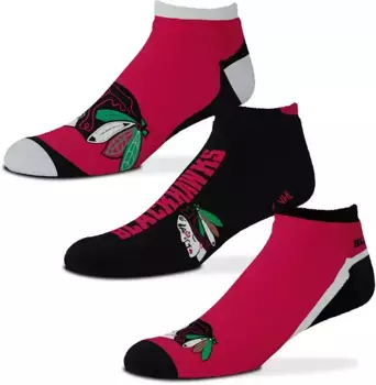 Комплект из 3 носков до щиколотки For Bare Feet Chicago Blackhawks