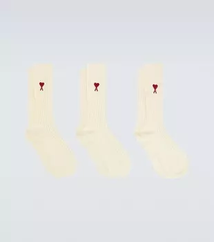 Комплект из 3 носков из смесового хлопка. Ami Paris, белый