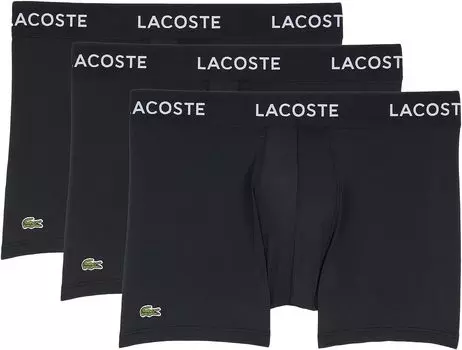 Комплект из 3 однотонных трусов с полумодным поясом Lacoste, черный
