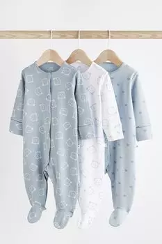 Комплект из 3 пар хлопковых детских комбинезонов Next, синий