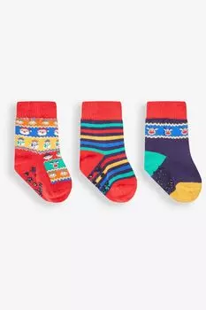 Комплект из 3 пар рождественских носков JoJo Maman Bb со скандинавским узором Jojo Maman Bb, мультиколор