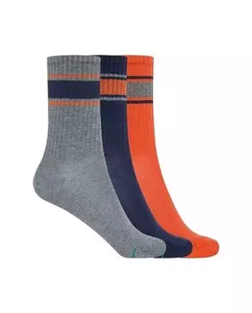 Комплект из 3 пар спортивных носков из хлопка в полоску и с американской манжетой Punto Blanco, оранжевый