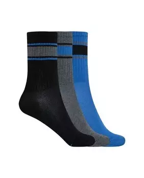 Комплект из 3 пар спортивных носков из хлопка в полоску и с американской манжетой Punto Blanco, синий