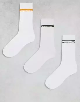Комплект из 3 пар спортивных носков Jack & Jones белого цвета с контрастной полосой