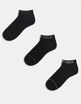 Комплект из 3 пар спортивных носков с логотипом Bodywear черного цвета Emporio Armani