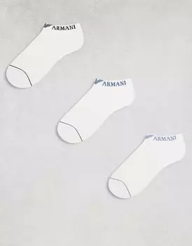 Комплект из 3 пар спортивных носков с логотипом Bodywear белого цвета Emporio Armani