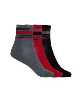 Комплект из 3 пар женских спортивных носков из хлопка с полосками и американскими манжетами Punto Blanco, красный