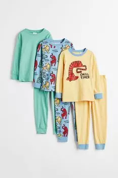 Комплект из 3 пижам H&amp;M, голубой/тигры