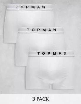 Комплект из 3 плавок белого цвета с белыми поясами Topman