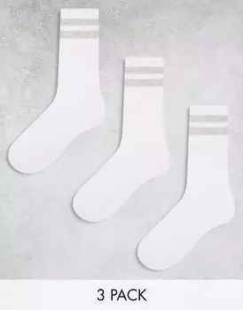 Комплект из 3 полосатых теннисных носков Jack & Jones белого цвета