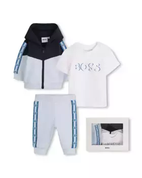 Комплект из 3 предметов для мальчика синего цвета с длинными рукавами BOSS Kidswear, голубой