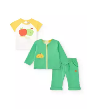 Комплект из 3 предметов для мальчика с двухсторонней курткой Tuc tuc, зеленый