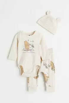 Комплект из 3 предметов джерси H&amp;M, крем / винни-пух