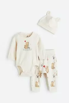 Комплект из 3 предметов джерси H&amp;M, светло-бежевый/винни-пух