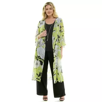 Комплект из 3 предметов Luxology больших размеров: кардиган, майка и брюки, цвет Charcoal Gray Black