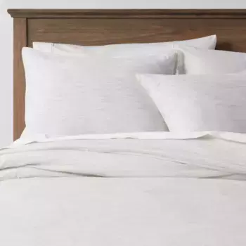 Комплект из 3 предметов: пододеяльник и наволочка из хлопка и льна, окрашенный в массе, светло-серый - Threshold, цвет Light Gray