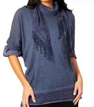 Комплект из 3 предметов с шарфом из денима ANGEL, цвет denim