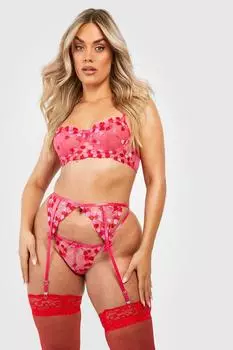 Комплект из 3 предметов с вышивкой в форме сердца Plus boohoo, розовый