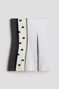 Комплект из 3 расклешенных хлопковых леггинсов H&M, мультиколор