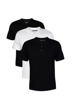 Комплект из 3 рубашек-поло из смесового хлопка French Connection, черный