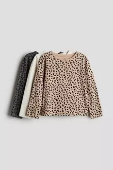 Комплект из 3 рубашек с длинными рукавами H&M, бежевый