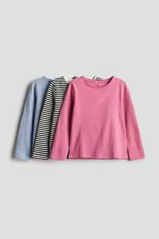 Комплект из 3 рубашек с длинными рукавами H&M, розовый