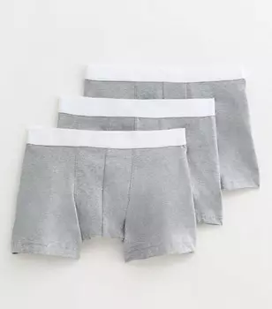 Комплект из 3 серых трусов-боксеров New Look, серый