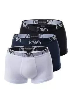 Комплект из 3 шорт - трусы-боксеры нижнее белье из эластичного хлопка Emporio Armani, мультиколор