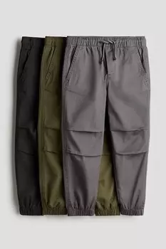 Комплект из 3 спортивных брюк из хлопка H&M, черный