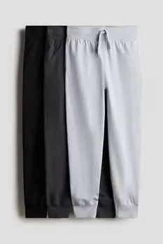 Комплект из 3 спортивных брюк из хлопкового джерси H&M, серый