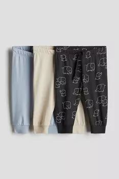 Комплект из 3 спортивных брюк из хлопкового джерси H&M, серый