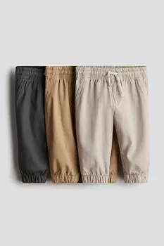 Комплект из 3 спортивных брюк из твила H&M, бежевый