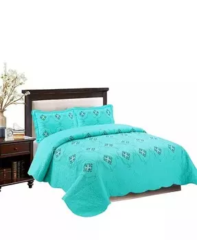 Комплект из 3 стеганых одеял с вышивкой Emma Queen MarCielo, синий