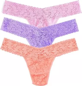 Комплект из 3 стрингов с низкой посадкой Hanky Panky, цвет Ivory/Hyacinth/Fiesta Pink