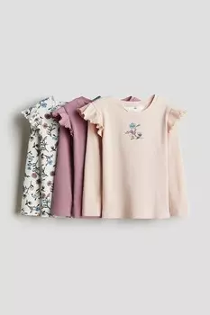 Комплект из 3 трикотажных рубашек с воланами H&M, розовый
