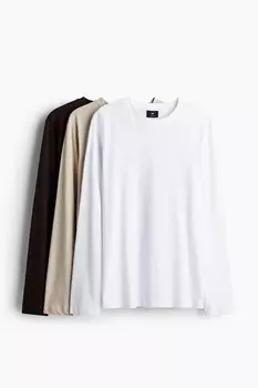 Комплект из 3 трикотажных рубашек стандартной посадки H&M, белый
