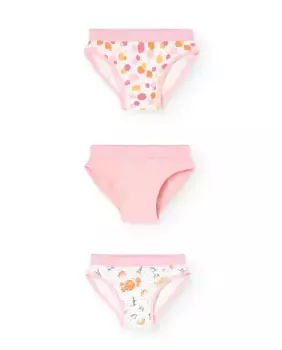 Комплект из 3 трусов для девочек с логотипом на талии Boboli, розовый