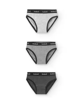 Комплект из 3 трусов для девочек с логотипом на талии Boboli, серый
