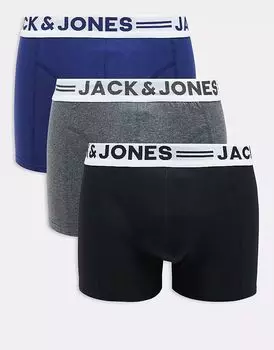 Комплект из 3 трусов Jack & Jones синего и серого цветов