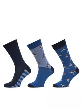 Комплект из 3 высоких мужских носков Beagle Dog MGS0070BL71 Barbour, синий