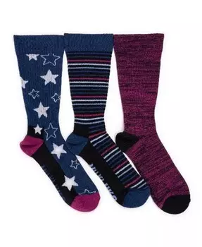 Комплект из 3 женских хлопковых компрессионных носков Muk Luks, синий